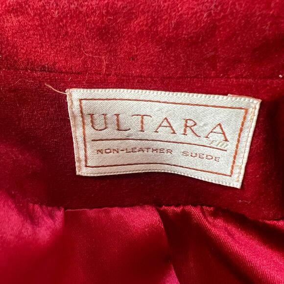 Vintage Ultara Jon Rico Red Non Leather Suede Trench Coat Sz 10 - Picture 4 of 9